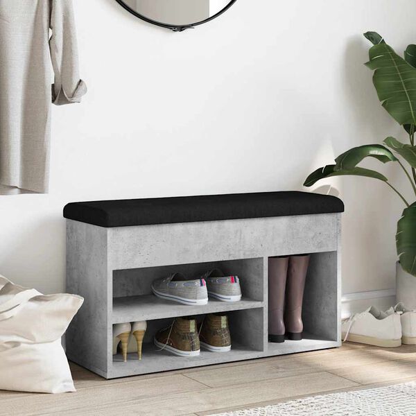 vidaXL Panca per Scarpe Grigio Cemento 82x32x45,5cm Legno Multistrato