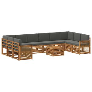 vidaXL Set di divani da esterno con cuscino 8 pcs Naturale e Antracite