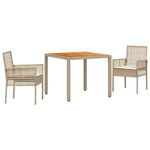 vidaXL Set da Pranzo per Giardino 3 pcs Beige polyrattan