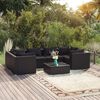 vidaXL Set Divani da Giardino 7 pz con Cuscini in Polyrattan Nero