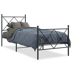 vidaXL Giroletto con Testiera e Pediera Metallo Nero 75x190 cm