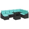 vidaXL Set di divani 9 pz Nero e Blu polyrattan