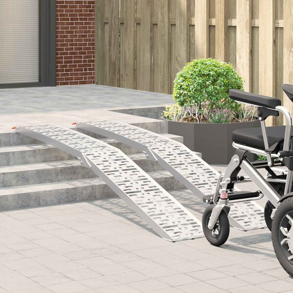 vidaXL Ramp di Carico 2 pcs Argento 222 x 29 x 14 cm Alluminio