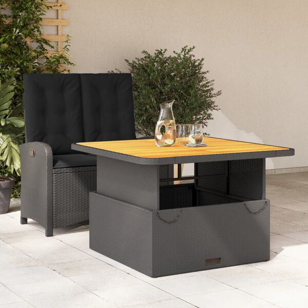 vidaXL Set da Pranzo da Giardino 2 pz con Cuscini Nero in Polyrattan