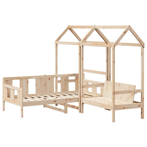 vidaXL Set Dormeuse e Panca con Tetto 90x190cm Legno Massello di Pino