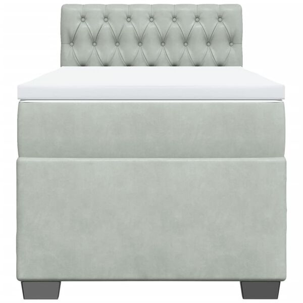 vidaXL Giroletto a Molle con Materasso Grigio Chiaro 100x200cm Velluto