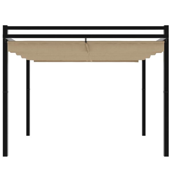 vidaXL Gazebo da Giardino con Tetto Retrattile Tortora 3x3 m Alluminio