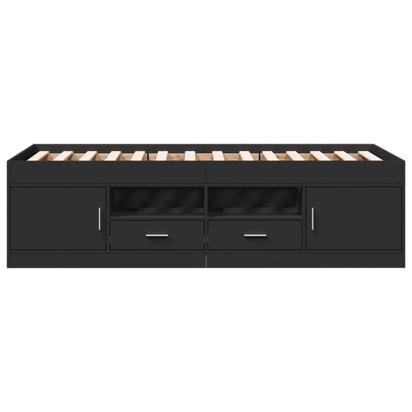 vidaXL Divano Letto con Cassetti senza Materasso Nero 90x190 cm