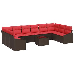 vidaXL Set di divani 11 pz Marrone polyrattan