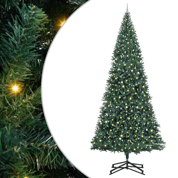 vidaXL Albero di Natale Artificiale Pre-illuminato con Set di Palline