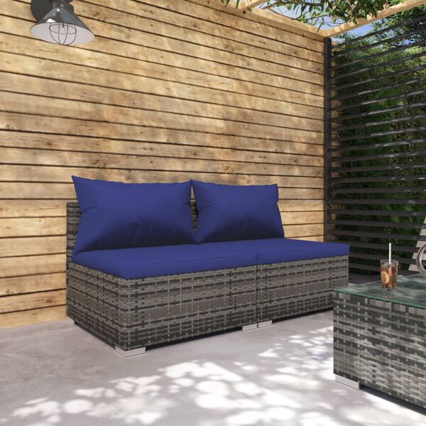 vidaXL Set Divani da Giardino 2 pz con Cuscini in Polyrattan Grigio
