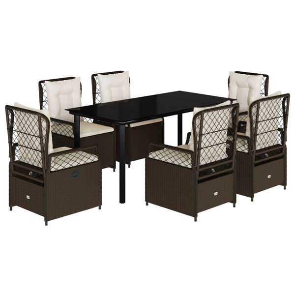 vidaXL Set da Pranzo da Giardino 7pz con Cuscini in Polyrattan Marrone