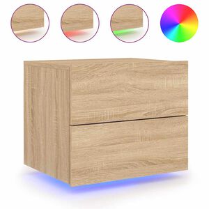 vidaXL Comodino a Parete con luci LED Rovere Sonoma