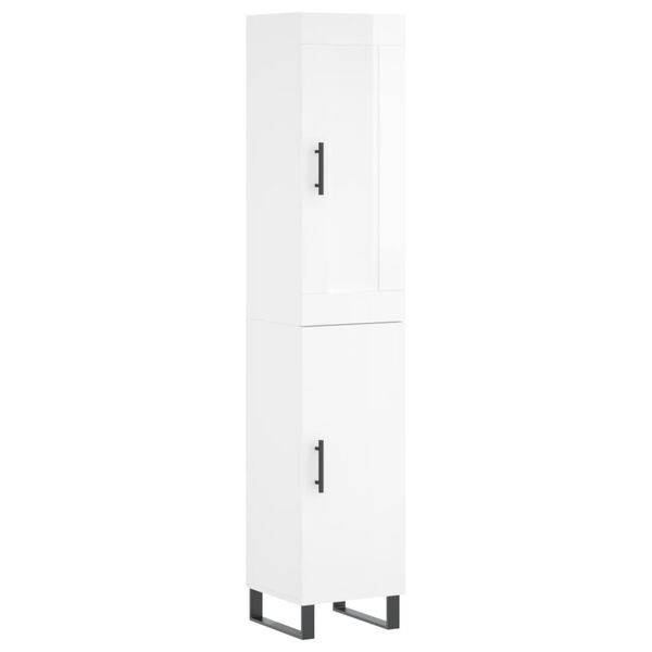 vidaXL Credenza 34,5x34x180 cm in Legno Multistrato Bianco Lucido