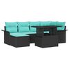 vidaXL Set Divano da Giardino con cuscino 7 pcs Nero Poly Rattan