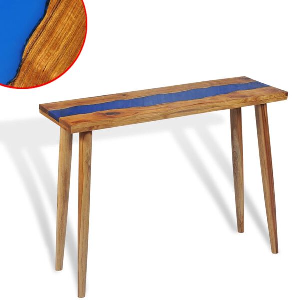 vidaXL Tavolo Consolle in Teak e Resina 100x35x75 cm