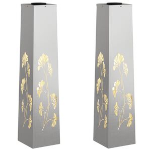 vidaXL Faro LED solare per sentieri 2 pz Bianco caldo 18 x 18 x 80 cm