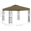vidaXL Gazebo 3x3 m Grigio Talpa 180 g/m&sup2;