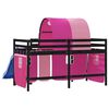 vidaXL Letto a Soppalco con Tunnel Bambini Rosa 90x200cm Massello Pino