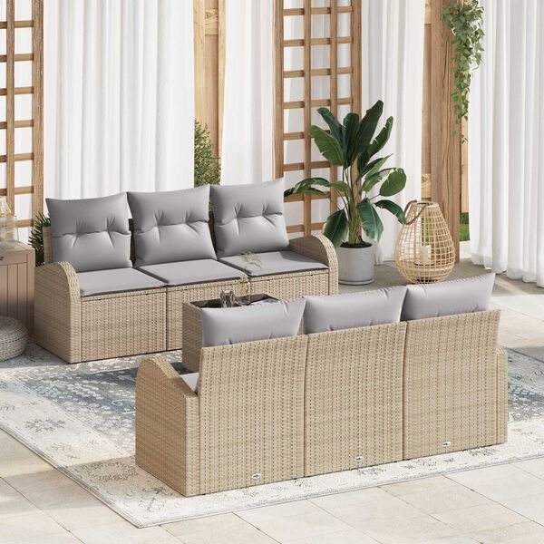 vidaXL Set Divano da Giardino 7 pcs Beige e grigio polyrattan