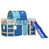 vidaXL Letto a Soppalco con Tunnel Bambini Blu 80x200cm Massello Pino