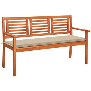 vidaXL Panchina da Giardino 3 Posti e Cuscino 150cm Massello Eucalipto