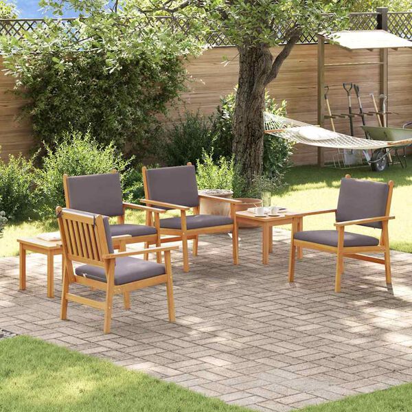 vidaXL Set Divano da Giardino 6 pcs Marrone Legno di Acacia Massello