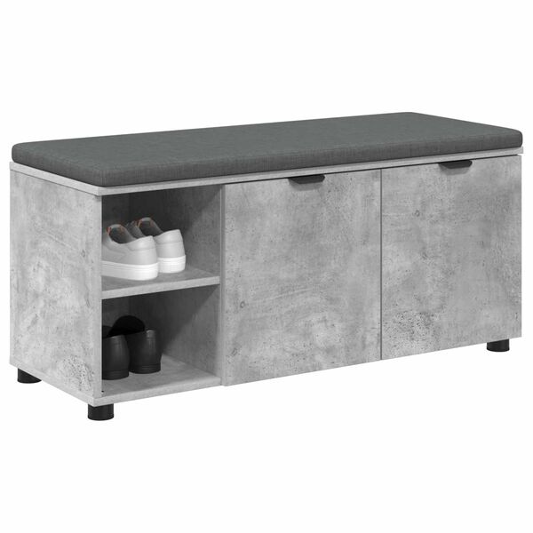 vidaXL Panca per ingresso con cuscino Grigio cemento 100 x 38 x 46 cm