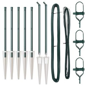 vidaXL Pali per Recinzione 7 pcs Verde Ø32mm 80 cm Acciaio zincato