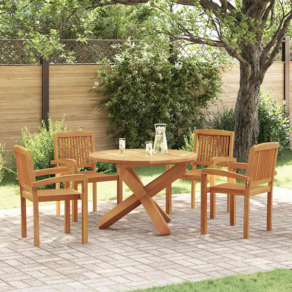 vidaXL Set da Pranzo per Giardino 5 pz in Legno Massello di Teak