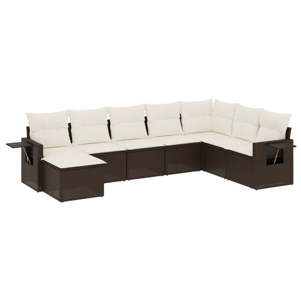 vidaXL Set Divani da Giardino 8 pz con Cuscini Marrone in Polyrattan