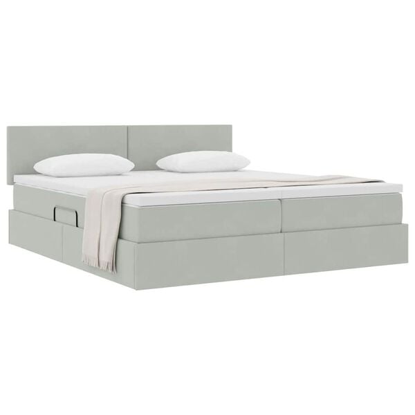 vidaXL Letto con Contenitore con materasso Grigio chiaro 90 x 200 cm