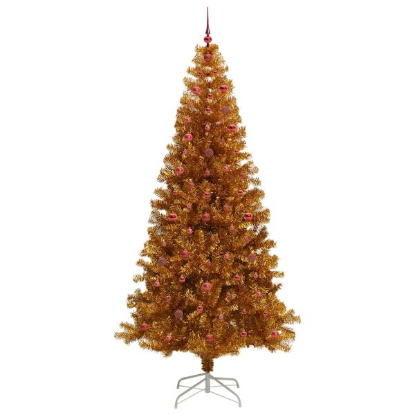 vidaXL Albero di Natale con 300 LED con supporto Oro 240 cm PET