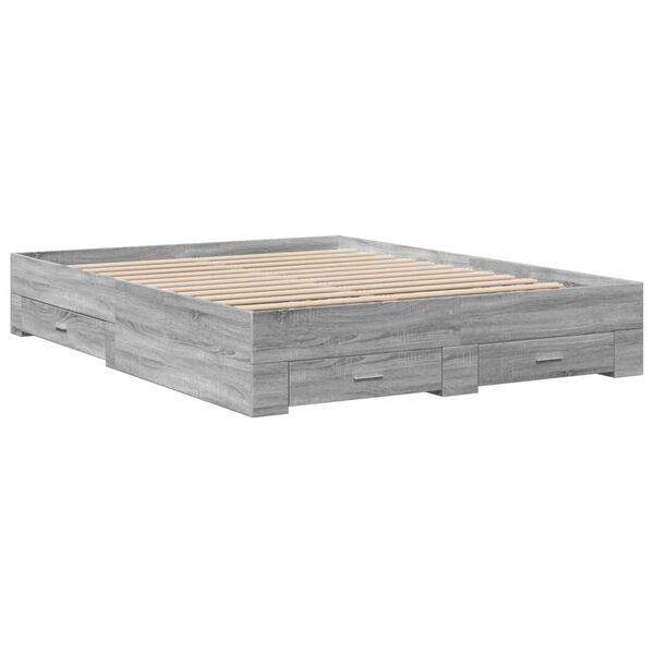 vidaXL Giroletto Cassetti Grigio Sonoma 160x200 cm Legno Multistrato