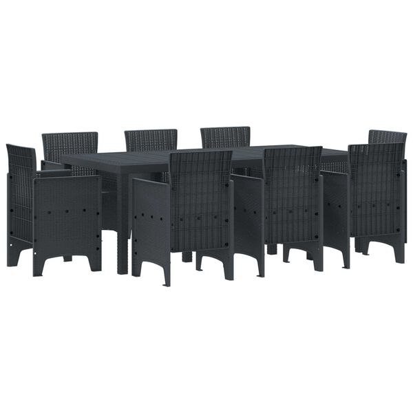 vidaXL Set da Pranzo per Giardino 9 pcs Antracite Rattan Polt