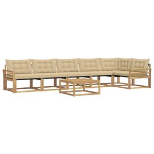 vidaXL Set di divani da esterno 7 pz Bianco e Beige
