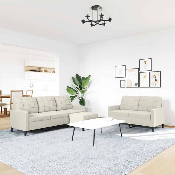 vidaXL Set di Divani 3 pz con Cuscini Crema in Velluto