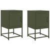 vidaXL Comodini 2 pz Verde Oliva 36x39x60,5 cm in Acciaio
