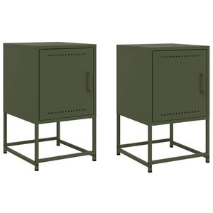 vidaXL Comodini 2 pz Verde Oliva 36x39x60,5 cm in Acciaio