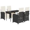 vidaXL Set da Pranzo da Giardino 5 pz Nero con Cuscini in Polyrattan