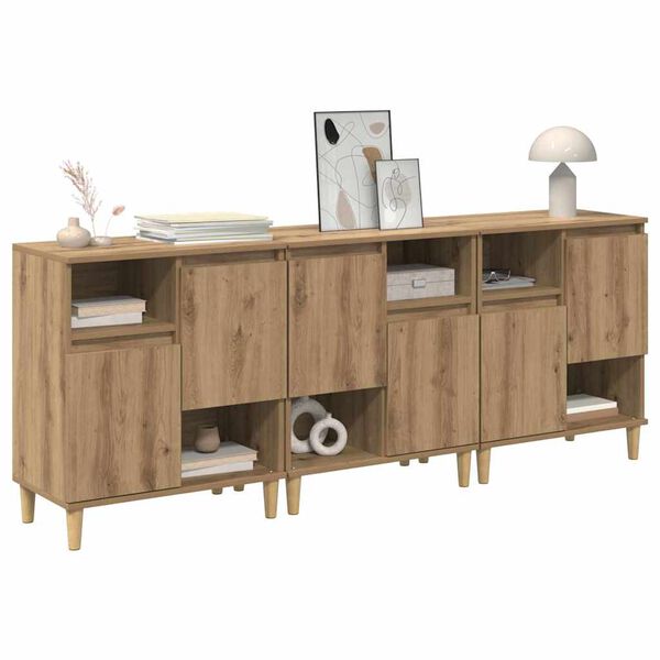 vidaXL Sideboards 3 pcs Rovere artigianale 60 x 35 x 70 cm