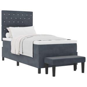 vidaXL Letto a molle con materasso Grigio scuro 90 x 190 cm Velluto