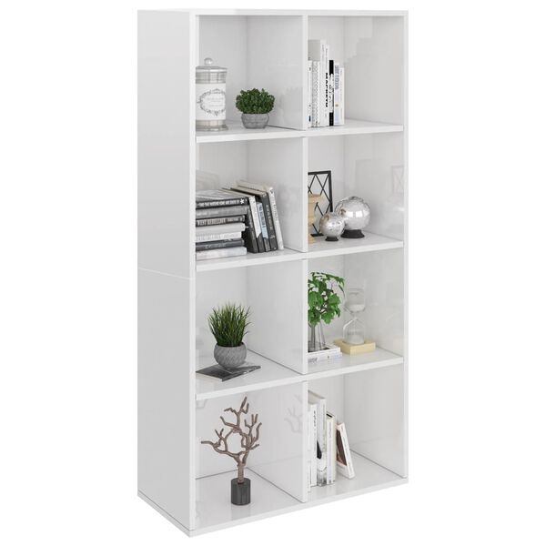 vidaXL Libreria/Credenza Bianco Lucido 66x30x130 cm Legno Multistrato