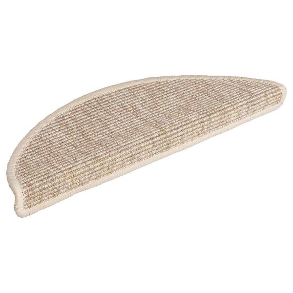 vidaXL Tappetini per scale 15 pz 56x17x3 cm Beige chiaro Semicircolari
