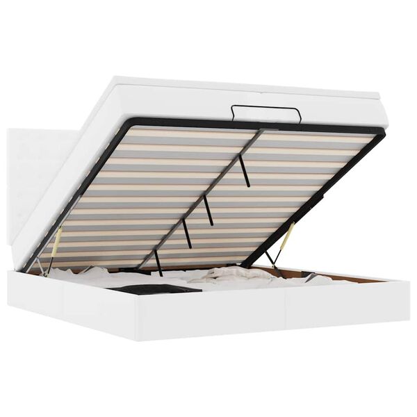 vidaXL Struttura Letto Pouf con Materassi Bianco 200x200 cm Similpelle