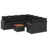 vidaXL Set Divani da Giardino 9 pz con Cuscini Nero in Polyrattan