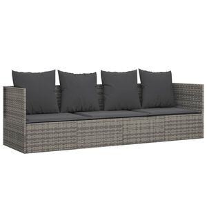 vidaXL Lettino Prendisole da Esterno con Cuscini Grigio in Polyrattan