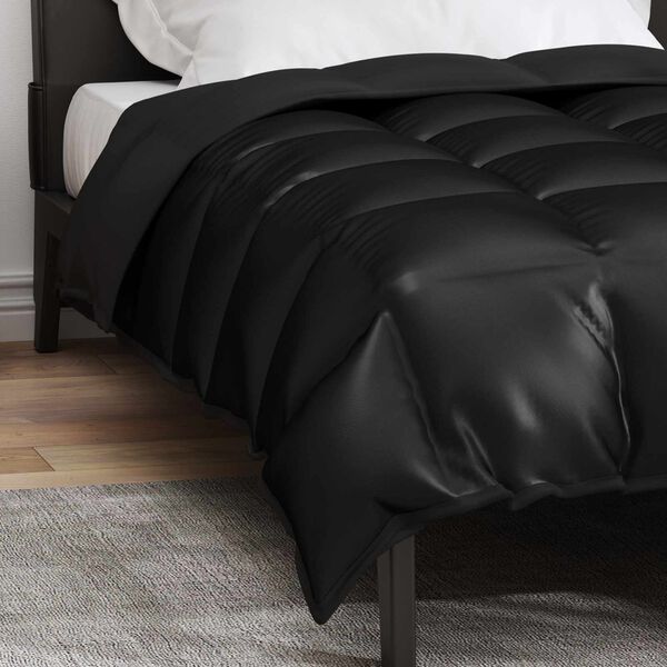 vidaXL Duvet Invernale Nero 200 x 155 cm Satin e Micropile