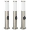 vidaXL Lampioni a palo con presa elettrica 3 pz 50 cm Acciaio Inox IP44