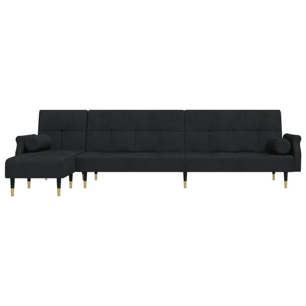 vidaXL Divano Letto a L Nero 271x140x70 cm in Velluto